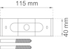 Ritning med måtten 115 mm x 40 mm och två skruvar.