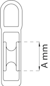 Diagram av en mekanisk koppling med måttindikator "A mm" på höger sida.
