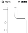 Ritning av en komponent med två cylindriska hål, dimensioner markerade som 10 mm och A mm.