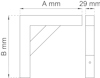 Diagram av en vinkelbeslag med måttangivelser: A mm, B mm, och 29 mm.