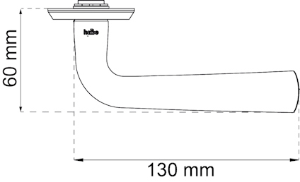 Ritning av en kranhävarm med måtten 60 mm (höjd) och 130 mm (bredd).