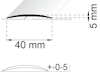 Diagram showing a curved glass with dimensions; length 40 mm, height 5 mm.