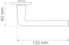 Ritning av ett rör med dimensionerna 60 mm höjd och 133 mm längd.