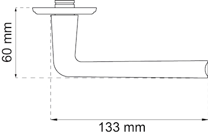 Ritning av ett rör med dimensionerna 60 mm höjd och 133 mm längd.