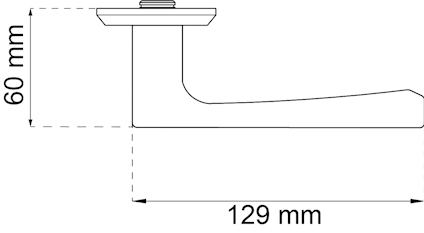 Teknisk ritning av vattenkran med mått: höjd 60 mm, längd 129 mm.