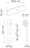Teknisk ritning av komponent med mått 2000x40 mm, 293x40 mm, 90 mm, 122 mm, 63 mm och 6 mm.