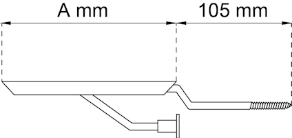Ritning av en sidovy av en konstruktion med mått: "A mm" och "105 mm".