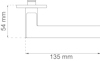 Diagram över en L-formad komponent med mått: 54 mm höjd, 135 mm bredd.