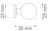 Konstruktion bestående av en bred cirkel med 25 mm diameter och en sidofyra av 20 mm höjd x 35 mm bredd.