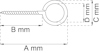 Ritning av skruvögla med markeringar för måtten A, B, C, D i millimeter.