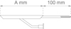 Diagram över en duschmunstyckesinstallation med rör och måttet 100 mm angivet.