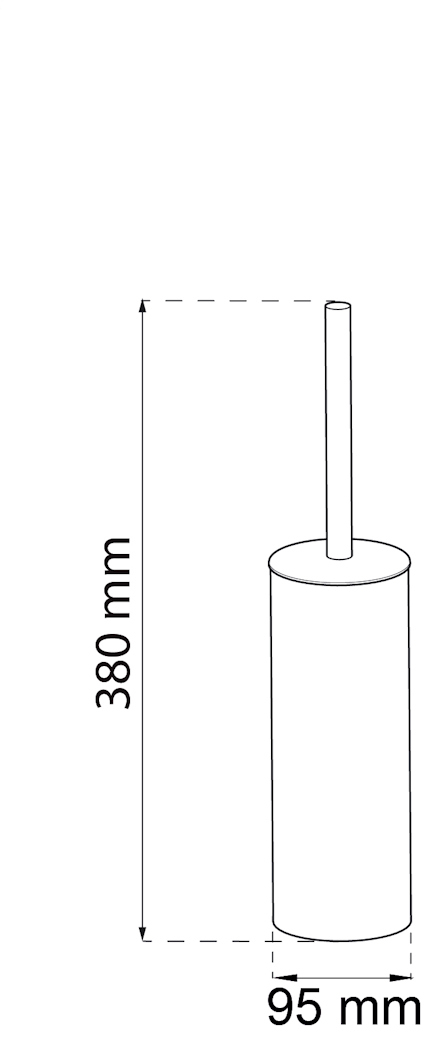 Cylinder med stång; mått 380 mm hög, 95 mm i diameter.