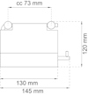 Diagram över ett objekt med måtten 73 mm, 120 mm, 130 mm och 145 mm markerade i millimeter.