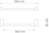 Linjeskiss av ett räcke med mått: 595 mm (yttre bredd), 565 mm (inre bredd), 60 mm (höjd).