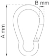 Karbinhake med dimensionerna A mm och B mm markerade.