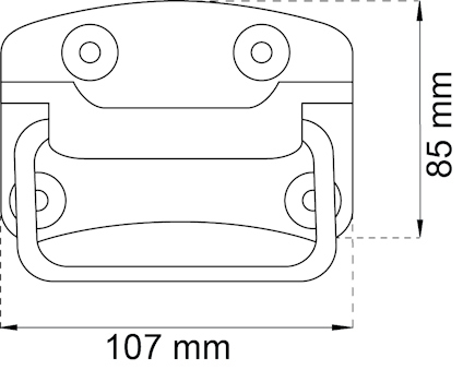 Ritning av ett handtag med måtten 107 mm x 85 mm.