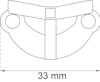 Ritning av ett fäste med måttangivelse 33 mm.