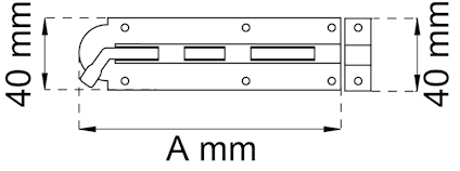 Ritning av en dörrregel med måttangivelser 40 mm och A mm.