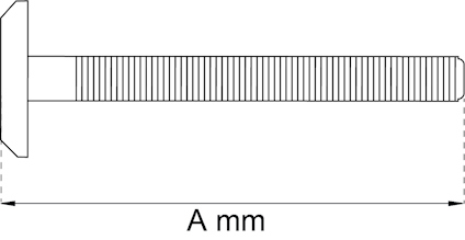 Illustration av en bult med längdmåttet "A mm" markerat med en dubbelriktad pil.
