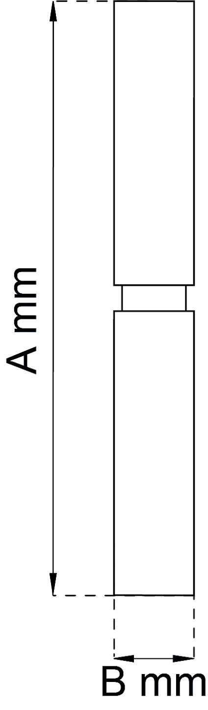Mätprofiler vertikalt staplade med text: "A mm" och "B mm" bredvid.