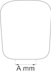 Diagram av en skissad geometrisk form med måtten 'A mm' markerade vid basen.