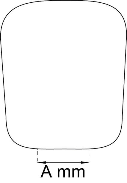 Diagram av en skissad geometrisk form med måtten 'A mm' markerade vid basen.