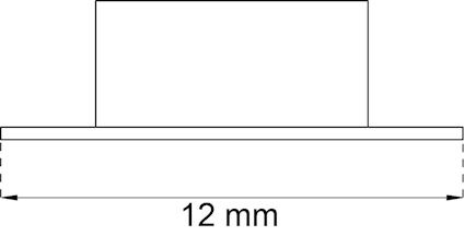 Diagram över en rektangulär del med en bas, märkt med måttet 12 mm.