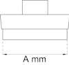 Schematisk skiss av en komponent med rektangulär form, märkning "A mm" under.