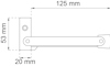 Ritning av ett handtag med måtten 125 mm x 53 mm x 20 mm.