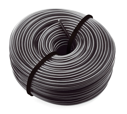 Spiralformad metalltråd bunden med ett svart band.