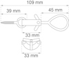 Ritning av skruvkrok med måtten 109 mm, 39 mm, 45 mm, 33 mm.