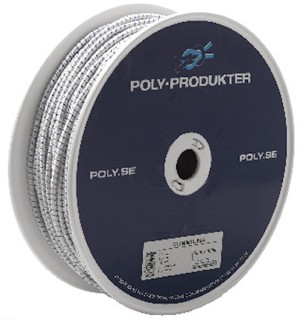 GUMMILINA POLY FLÄTAD VIT 6MMX100M