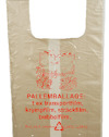 Genomskinlig plastpåse med röda illustrationer av packade pallar. Text: "PALLEMBALLAGE: t ex transportfilm, krympfilm, sträckfilm, bubbelfilm."