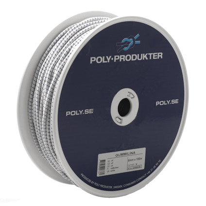 GUMMILINA POLY FLÄTAD VIT 6MMX100M