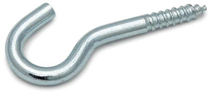 En metallkrok med skruvgänga i ena änden, böjd som en halv cirkel.