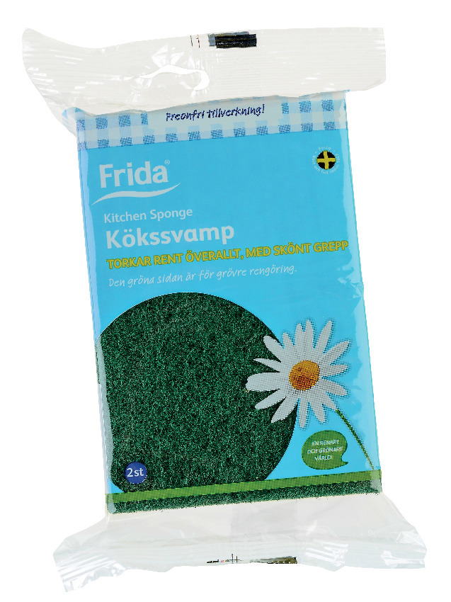 KÖKSSVAMP GROV MED GREPP GULGRÖN 2-PACK - Frida