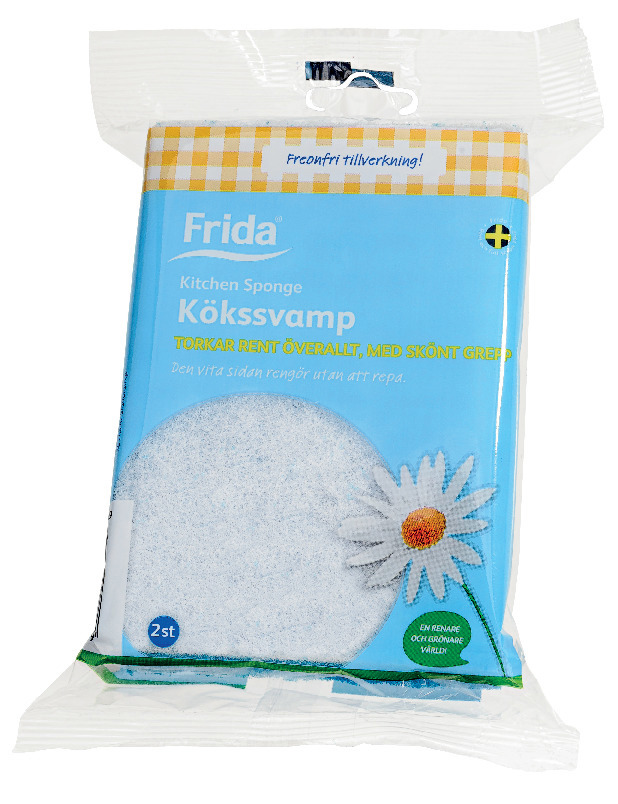 KÖKSSVAMP FIN MED GREPP BLÅ/VIT 2-PACK - Frida