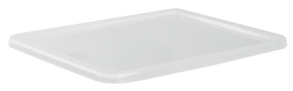 Transparent lock i plast med rundade hörn.