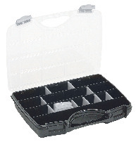 SORTIMENTBOX SVART/SILVER MED LÖSA SKILJEVÄGGAR - Raaco