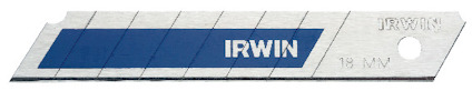 Brytblad med blå markering och texten "IRWIN" med 18 mm notering och skåror längs bladet.