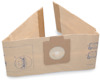 Pappersdammsugarpåse med illustrerade instruktioner och en plastventil i mitten.