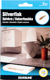 Förpackning för Silverline limfälla mot silverfisk, med bild på badrum och en illustration av en silverfisk.
