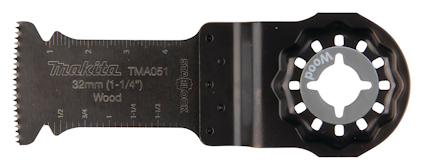 Makita sågblad TMA051, 32 mm, med tandad kant och text "32mm (1-1/4") Wood".