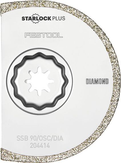 Festool Starlock Plus sågklinga med diamantkant, text inkluderar "DIAMOND" och "SSB 90/OSC/DIA 204414".