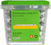 Plastförpackning med silverfärgade konstruktionsskruvar ET-T från ESSVE, 8,2x245 mm, 50 st.