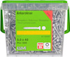Plastlåda med ankarskruvar, 5,0 x 40, 1200 st. Texter på olika språk på etiketten.