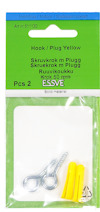Förpackning med skruvkrok och gul plugg, 2 stycken, art nr 511130, varumärke ESVE.