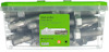 Plastlåda med metalldubbar, etiketttext: "Stud anchor Golden Anchor M12/5/116 PES 25".