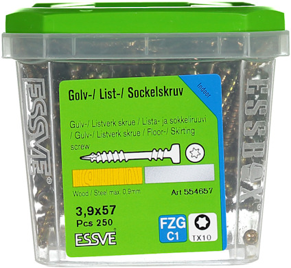 Förpackning med golv-/list-/sockelskrue, 3,9x57 mm, 250 st från ESSVE.