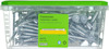 Grön plastlåda med skruvar, märkt "Framescrew L system 6x70 PCS 100".